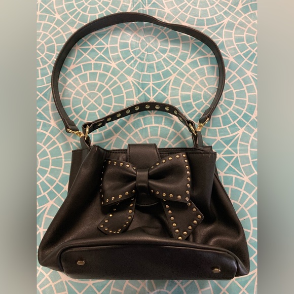 Betsey Johnson Handbags - TODAY***$25***Betsey Johnson black vegan leather bow midsize purse.